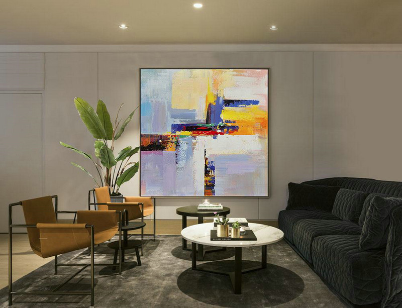 Extra Large Abstract Painting On Canvas,Oversized Palette Knife Painting Contemporary Art On Canvas,Pop Art Canvas,Blue,Yellow,Red,Pink Purple.etc